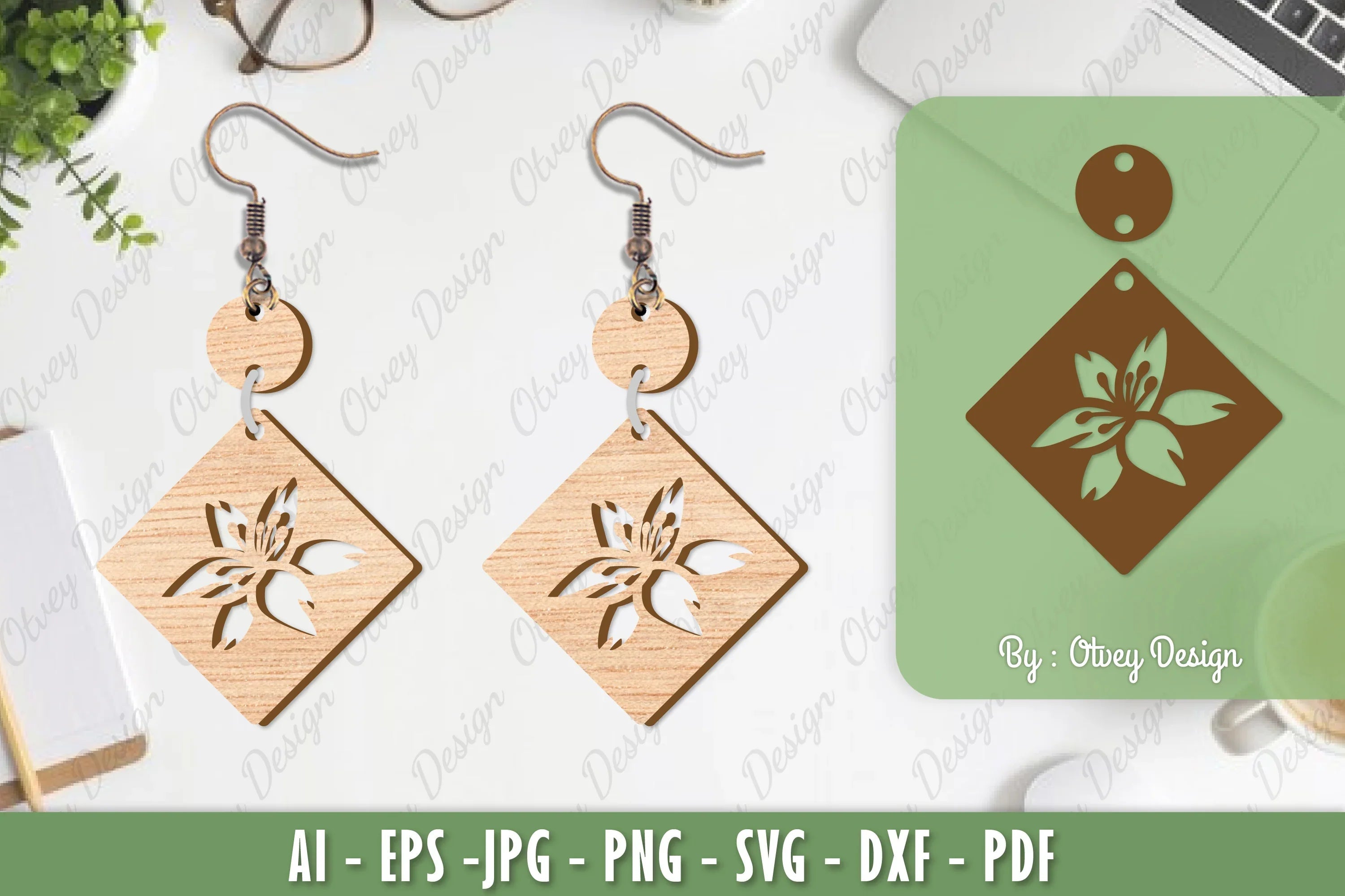 Flower Earrings Laser Cut SVG Bundle 6 - CraftNest - Digital Crafting and Art