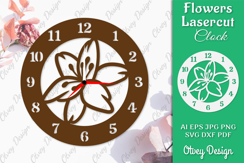 Flowers Clock SVG LaserCut SVG Bundle 6 - CraftNest - Digital Crafting and Art