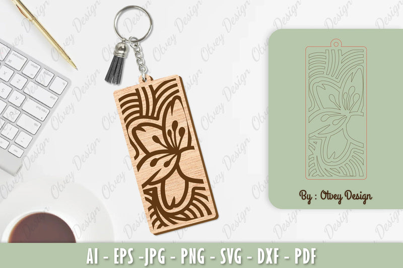 Flower Keychain Laser Cut SVG Bundle 6 - CraftNest - Digital Crafting and Art