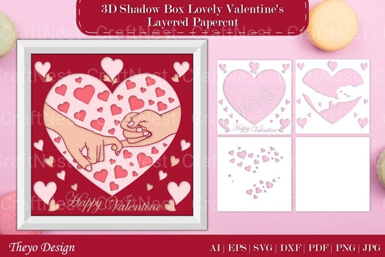 Shadow Box Happy Valentine Layered Papercut SVG