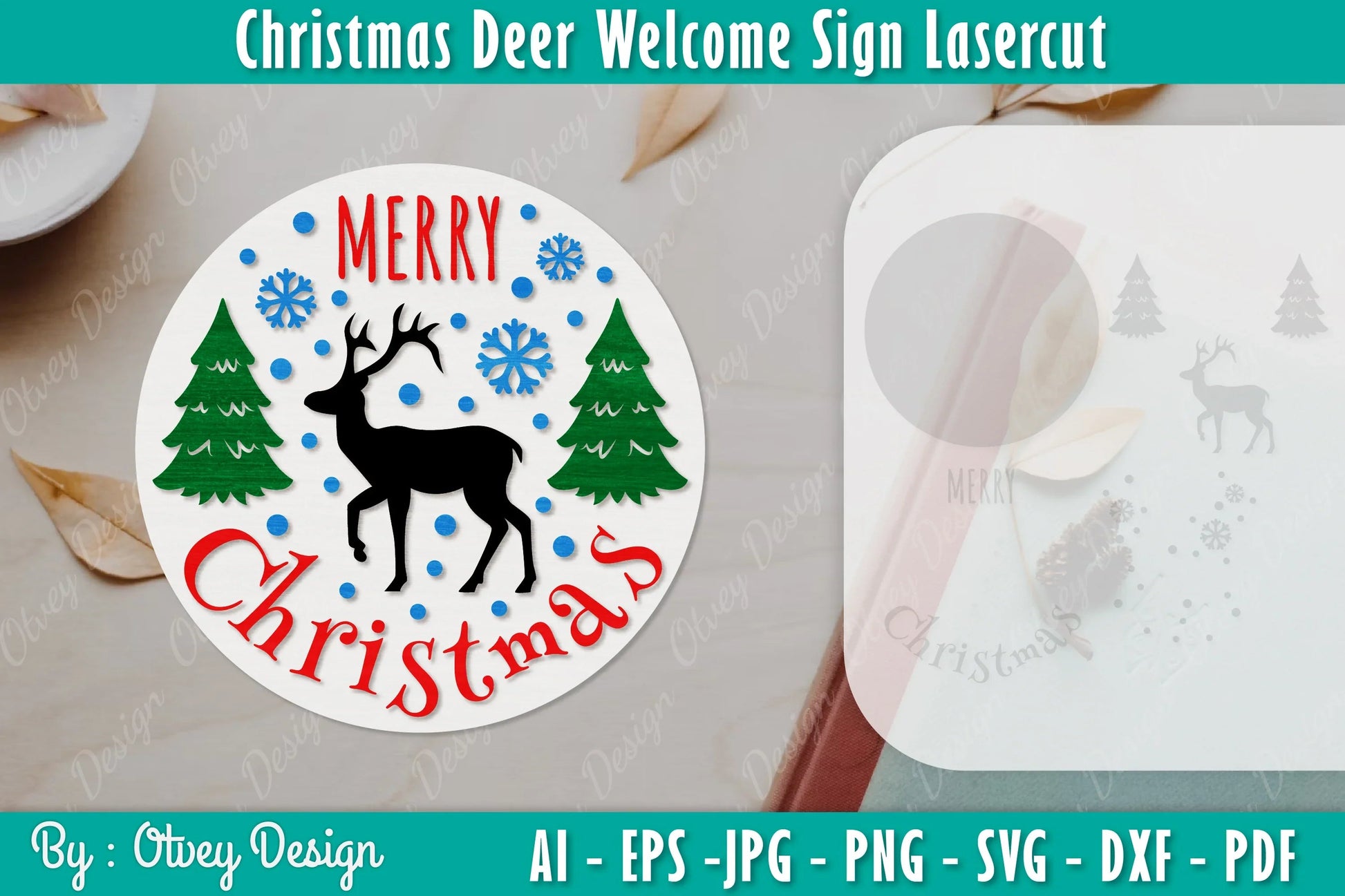 Christmas Deer Welcome Sign SVG Bundle - CraftNest - Digital Crafting and Art