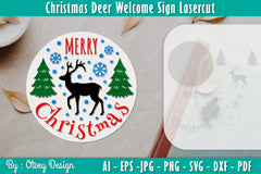 Christmas Deer Welcome Sign SVG Bundle - CraftNest - Digital Crafting and Art