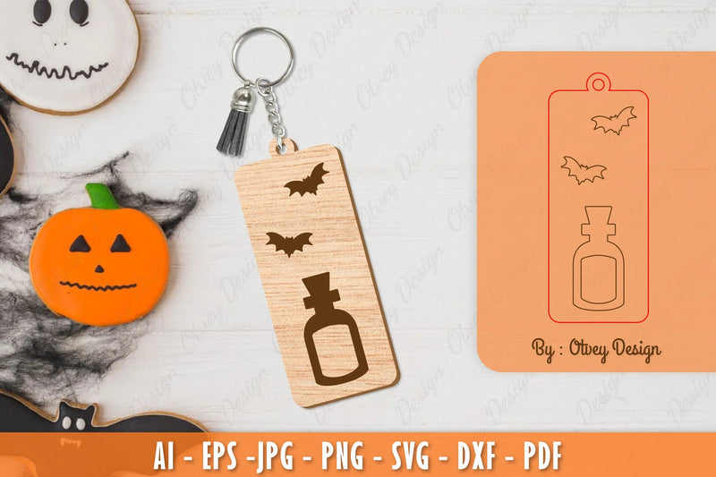 Halloween Keychain Laser Cut SVG Bundle 18 - CraftNest - Digital Crafting and Art
