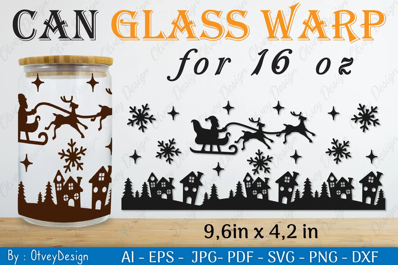 Christmas Santa Sleigh Can Glass SVG Bundle 2 - CraftNest - Digital Crafting and Art