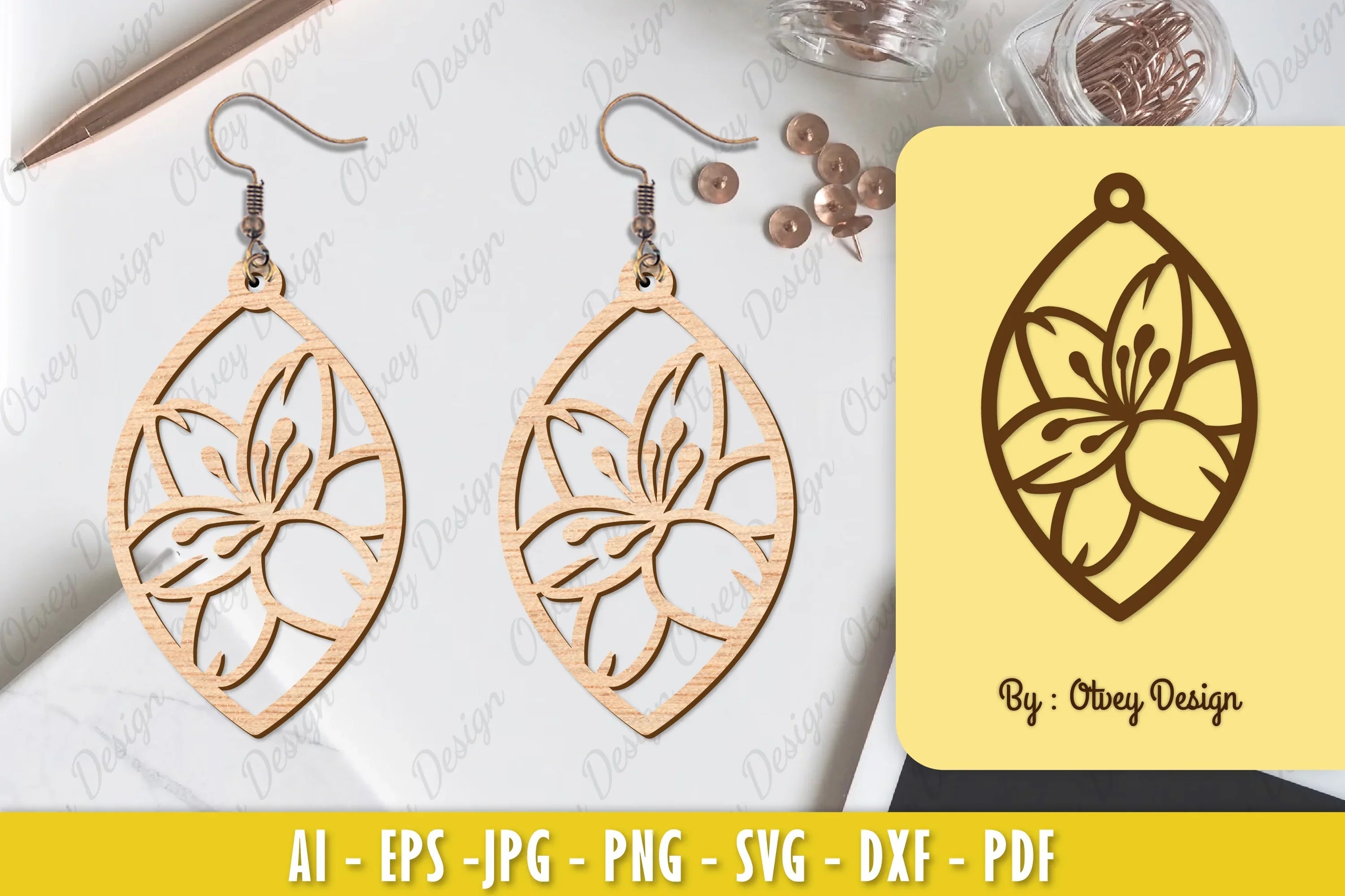 Flower Earring Laser Cut SVG Bundle 16 - CraftNest - Digital Crafting and Art