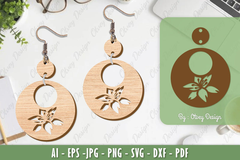 Flower Earrings Laser Cut SVG Bundle 36 - CraftNest - Digital Crafting and Art