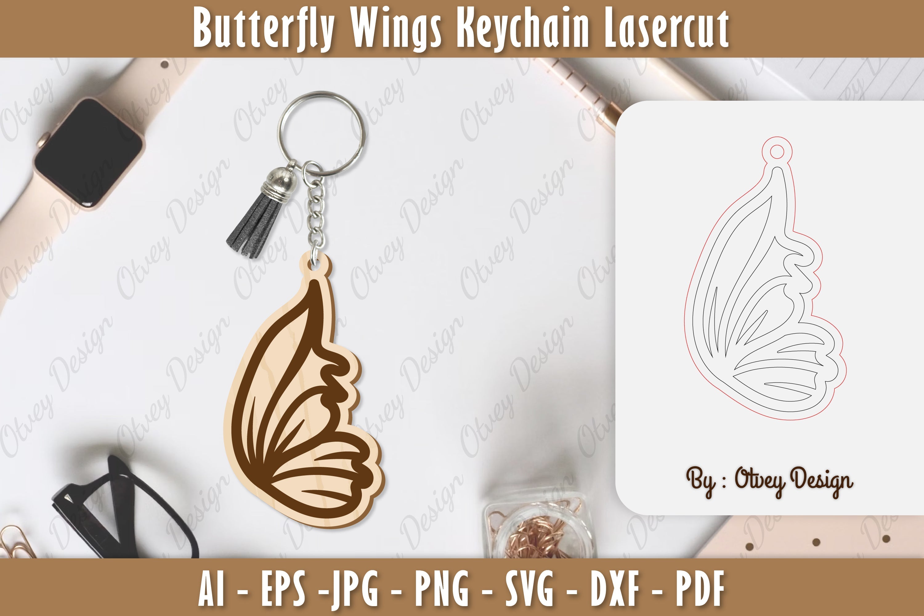 Butterfly Keychain Lasercut SVG Bundle 12 - CraftNest - Digital Crafting and Art