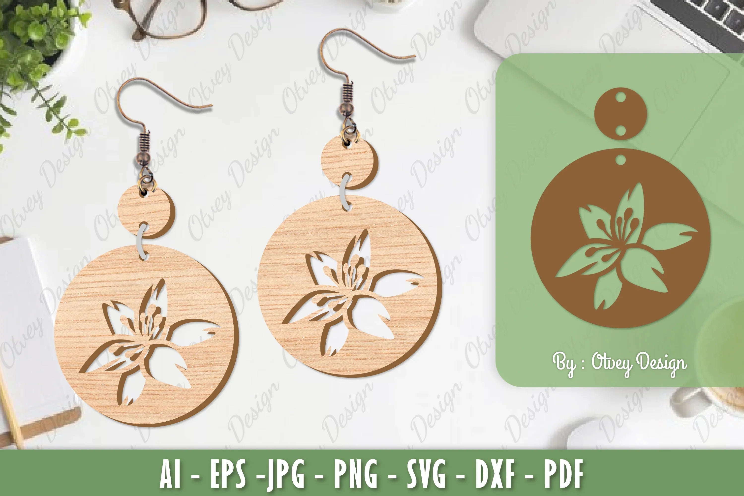Flower Earrings Laser Cut SVG Bundle 16 - CraftNest - Digital Crafting and Art