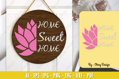 Lotus Flower Welcome Sign SVG Bundle 4 - CraftNest - Digital Crafting and Art
