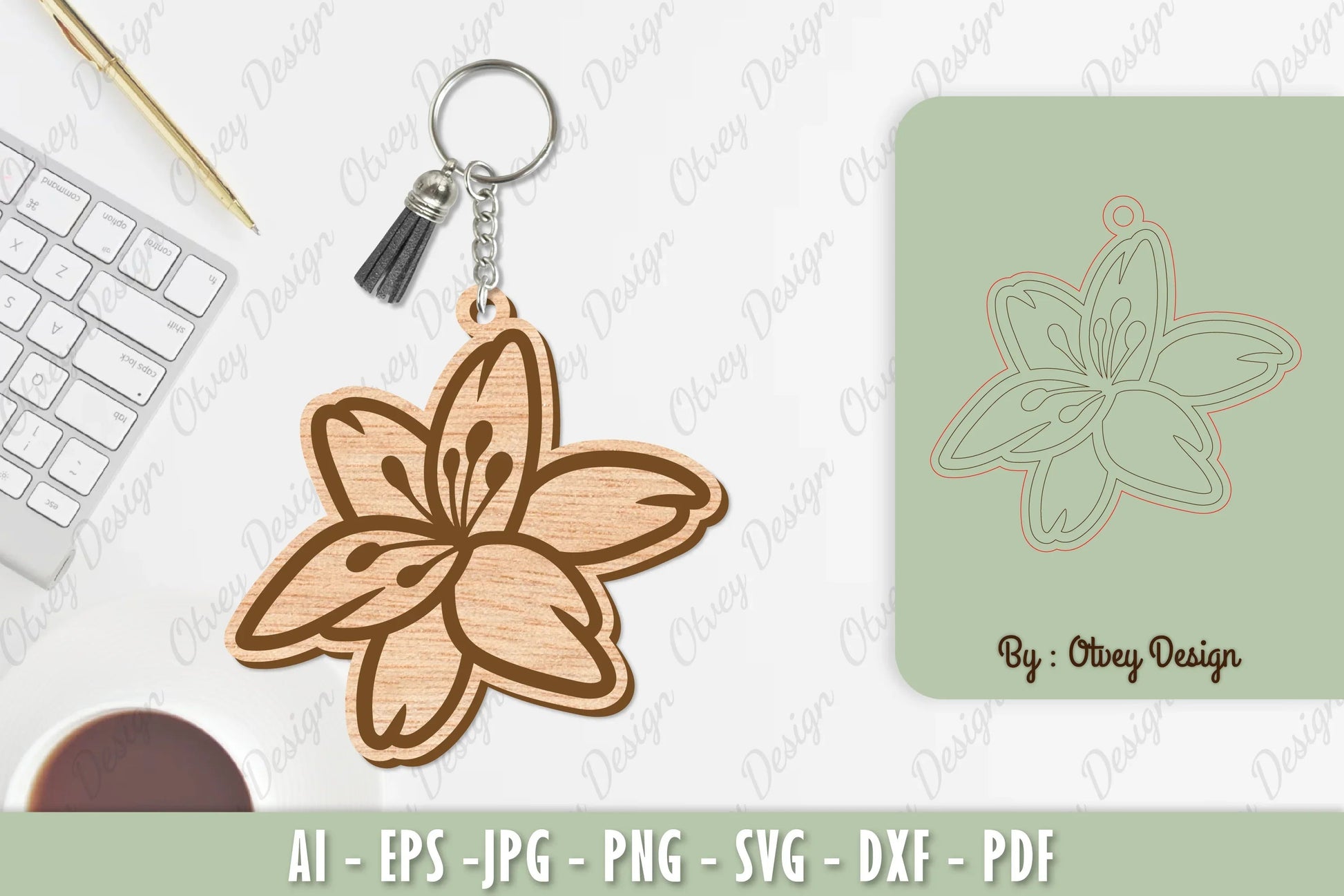 Flower Keychain Laser Cut SVG Bundle 36 - CraftNest - Digital Crafting and Art