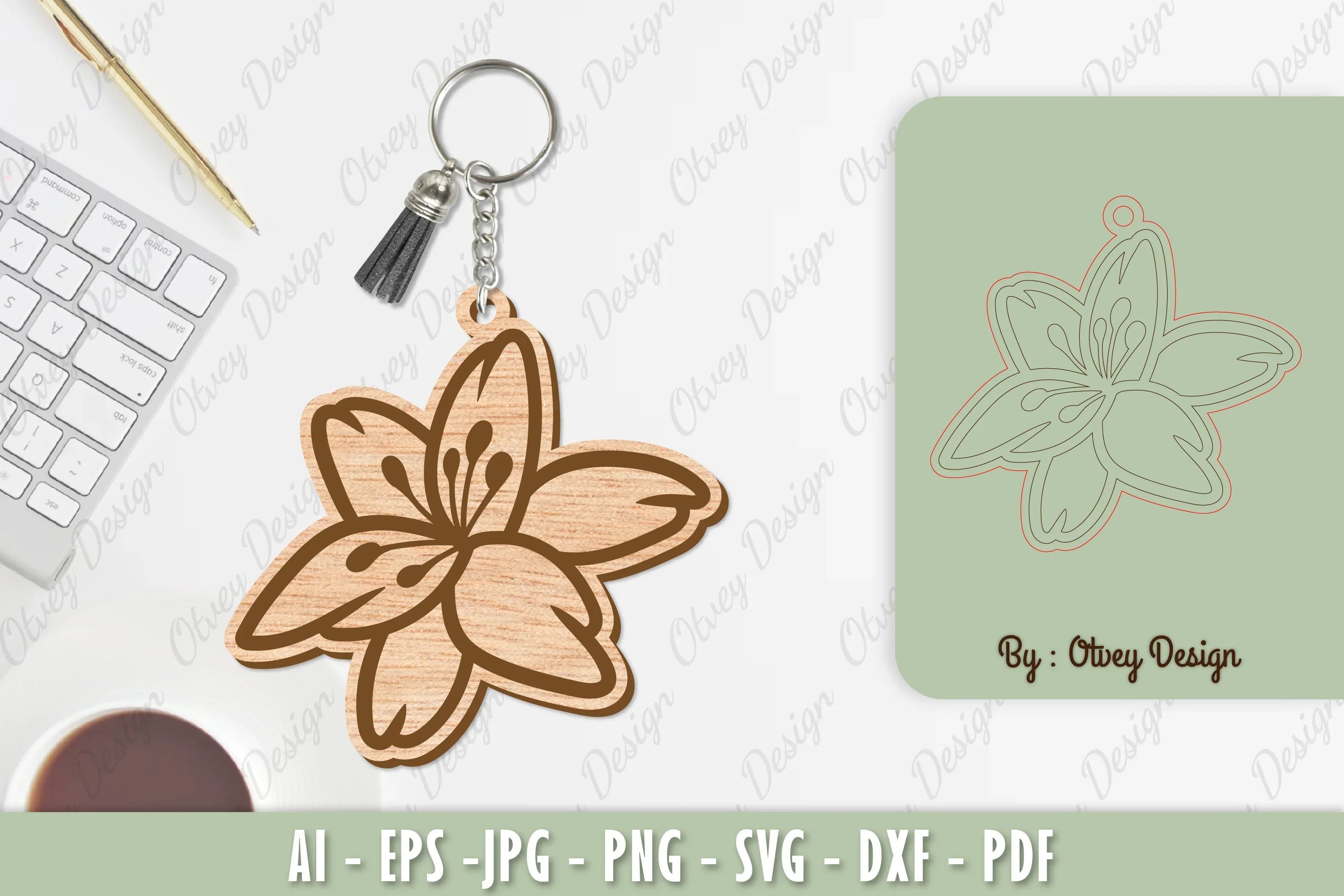 Flower Keychain Laser Cut SVG Bundle 36 - CraftNest - Digital Crafting and Art