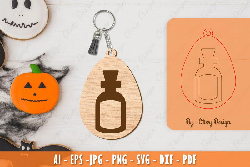 Halloween Keychain Laser Cut SVG Bundle 62 - CraftNest - Digital Crafting and Art