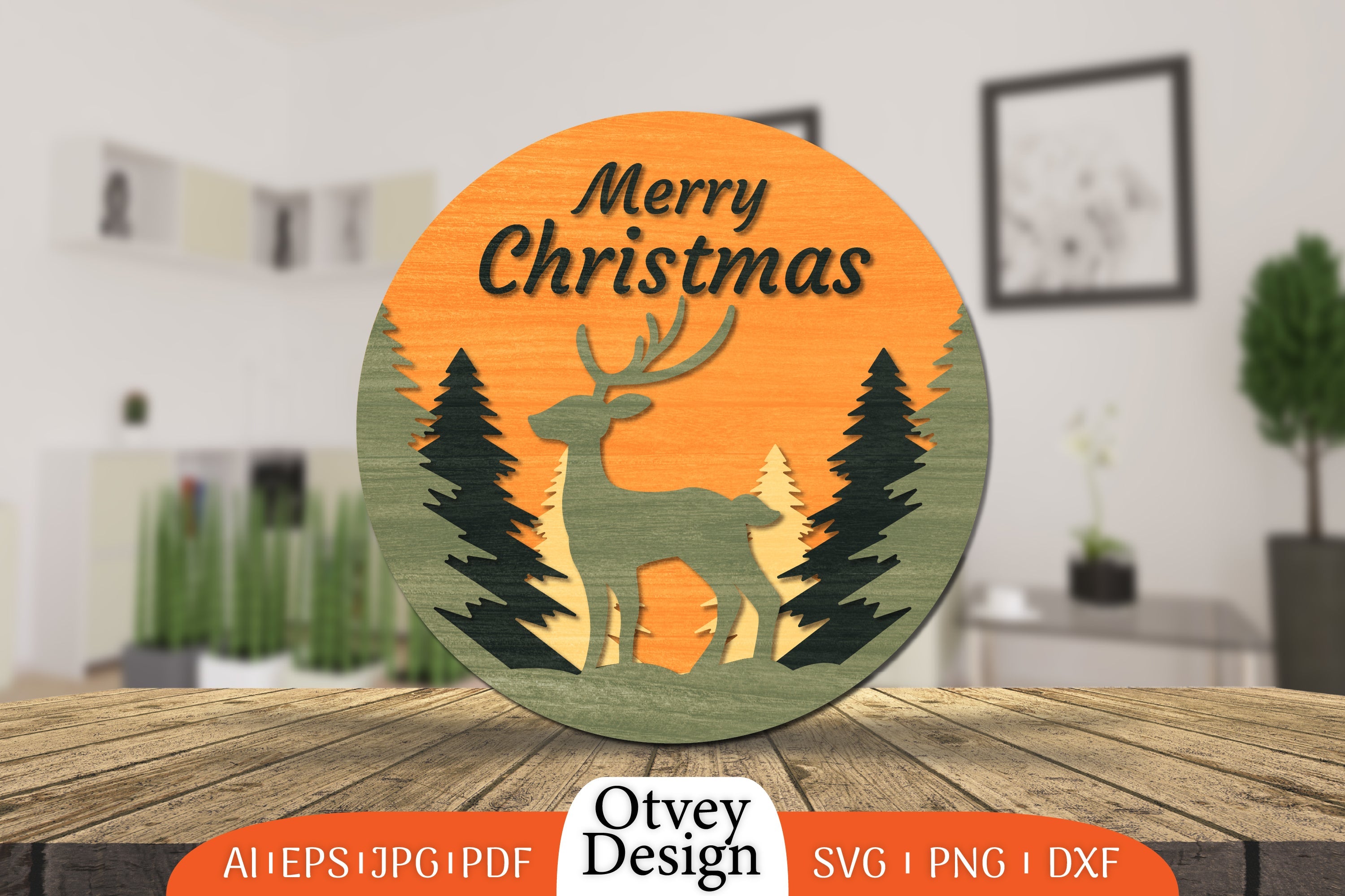 Christmas Deer Round Door Lasercut SVG Bundle 5 - CraftNest - Digital Crafting and Art
