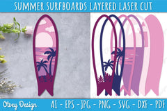 Summer Surfboards Layered Laser Cut SVG Bundle - CraftNest - Digital Crafting and Art