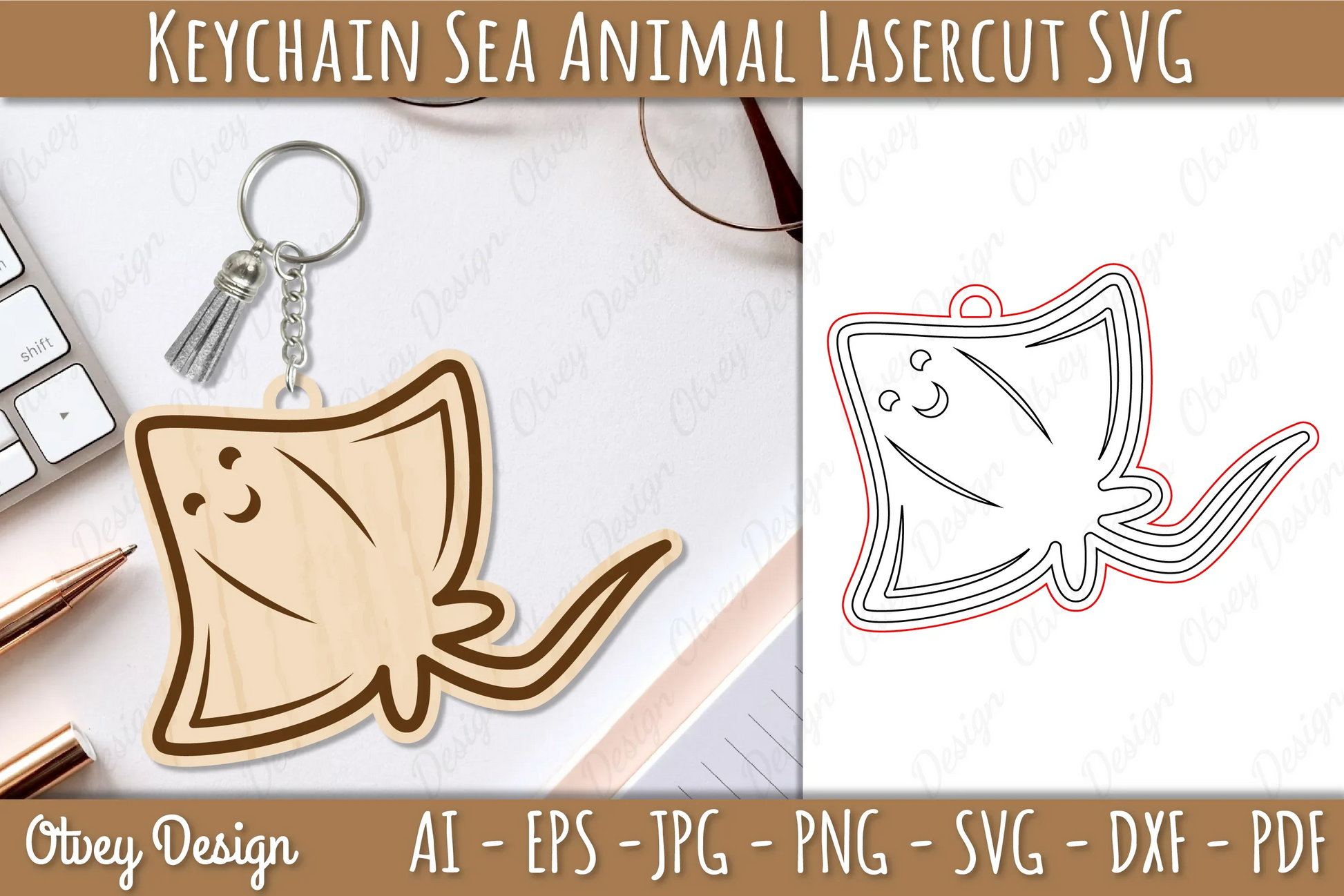 Keychain Sea Animal Lasercut SVG Bundle 5 - CraftNest - Digital Crafting and Art