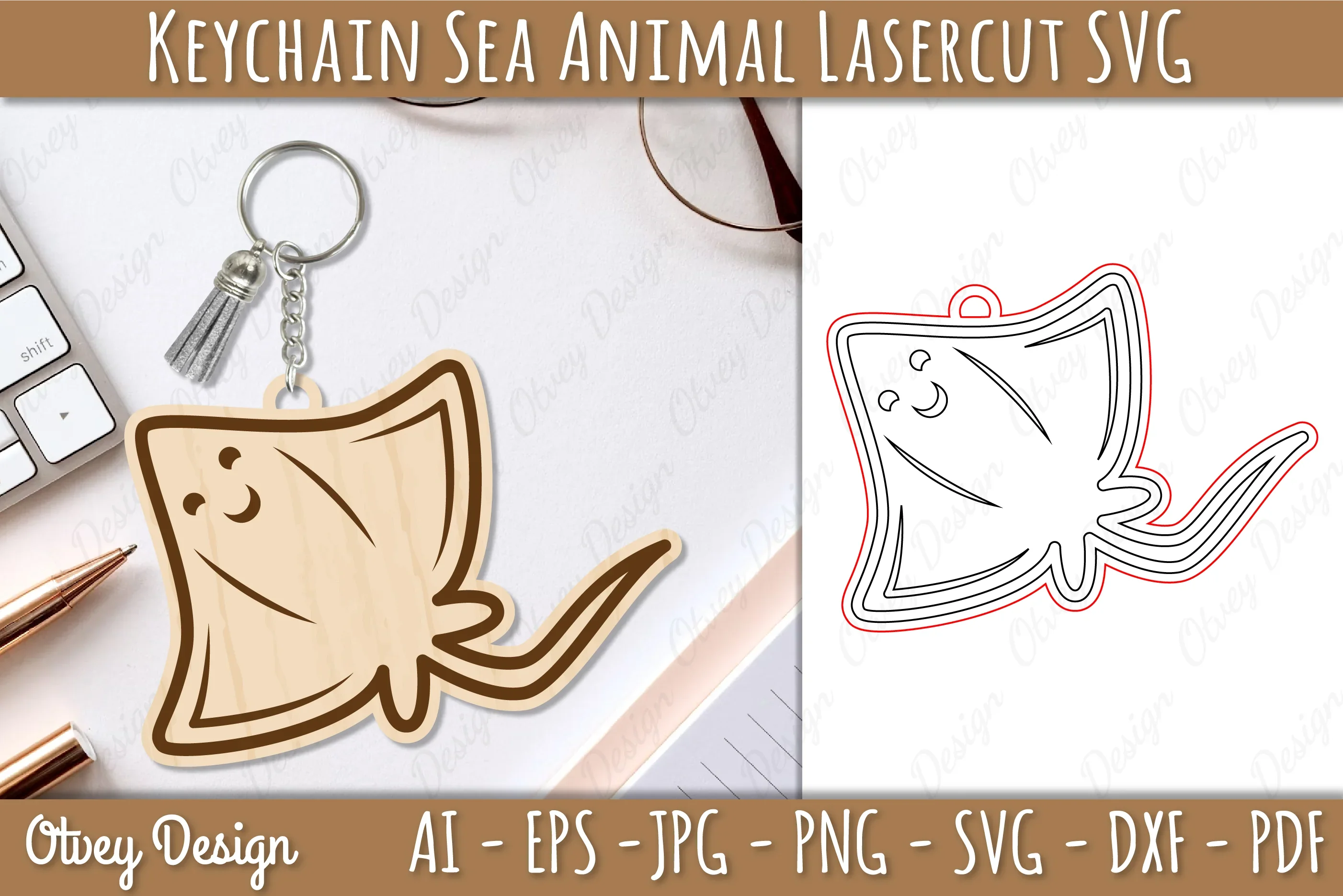 Keychain Sea Animal Lasercut SVG Bundle 5 - CraftNest - Digital Crafting and Art