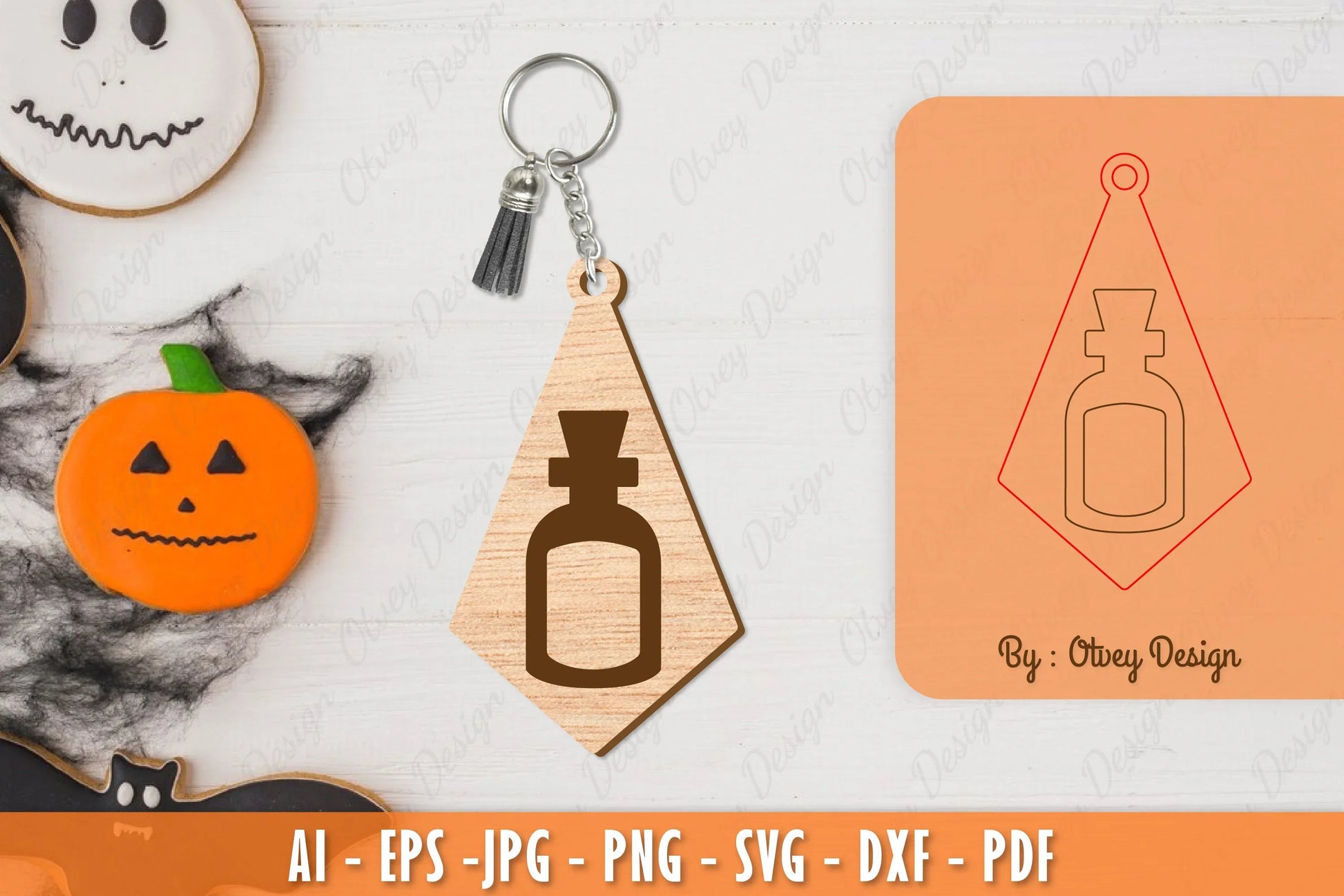 Halloween Keychain Laser Cut SVG Bundle 51 - CraftNest - Digital Crafting and Art