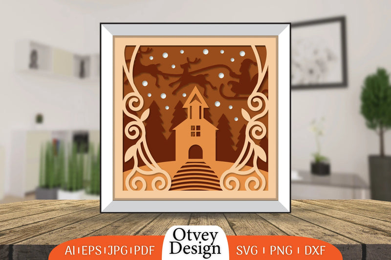 Christmas Santa Sleigh 3D Shadowbox Layered SVG Bundle 2 - CraftNest - Digital Crafting and Art