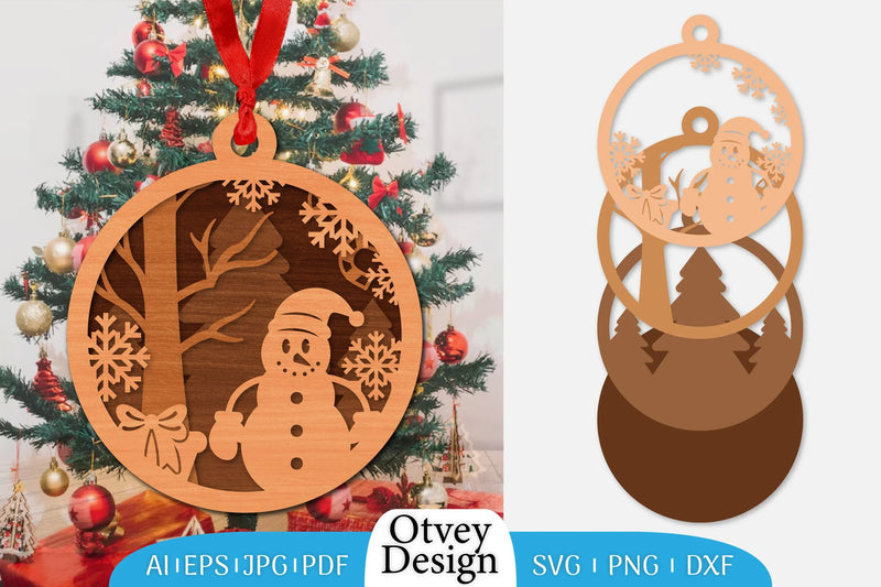 Christmas Snowman Ornament SVG Bundle 5 - CraftNest - Digital Crafting and Art