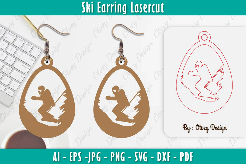Ski Earring Laser Cut SVG Bundle 13 - CraftNest - Digital Crafting and Art