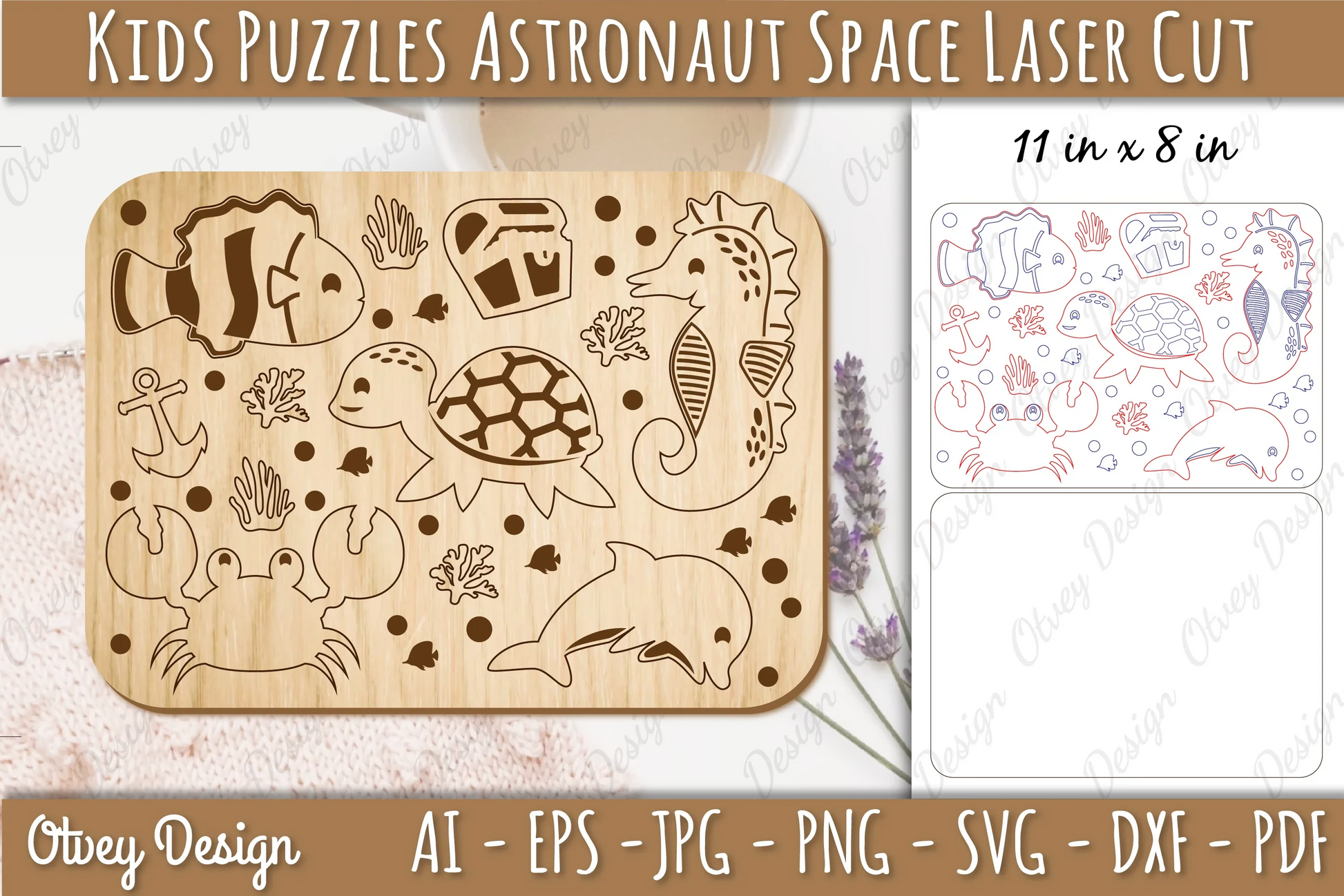 Kids Sea Animals Educational Puzzles SVG Bundle - CraftNest - Digital Crafting and Art