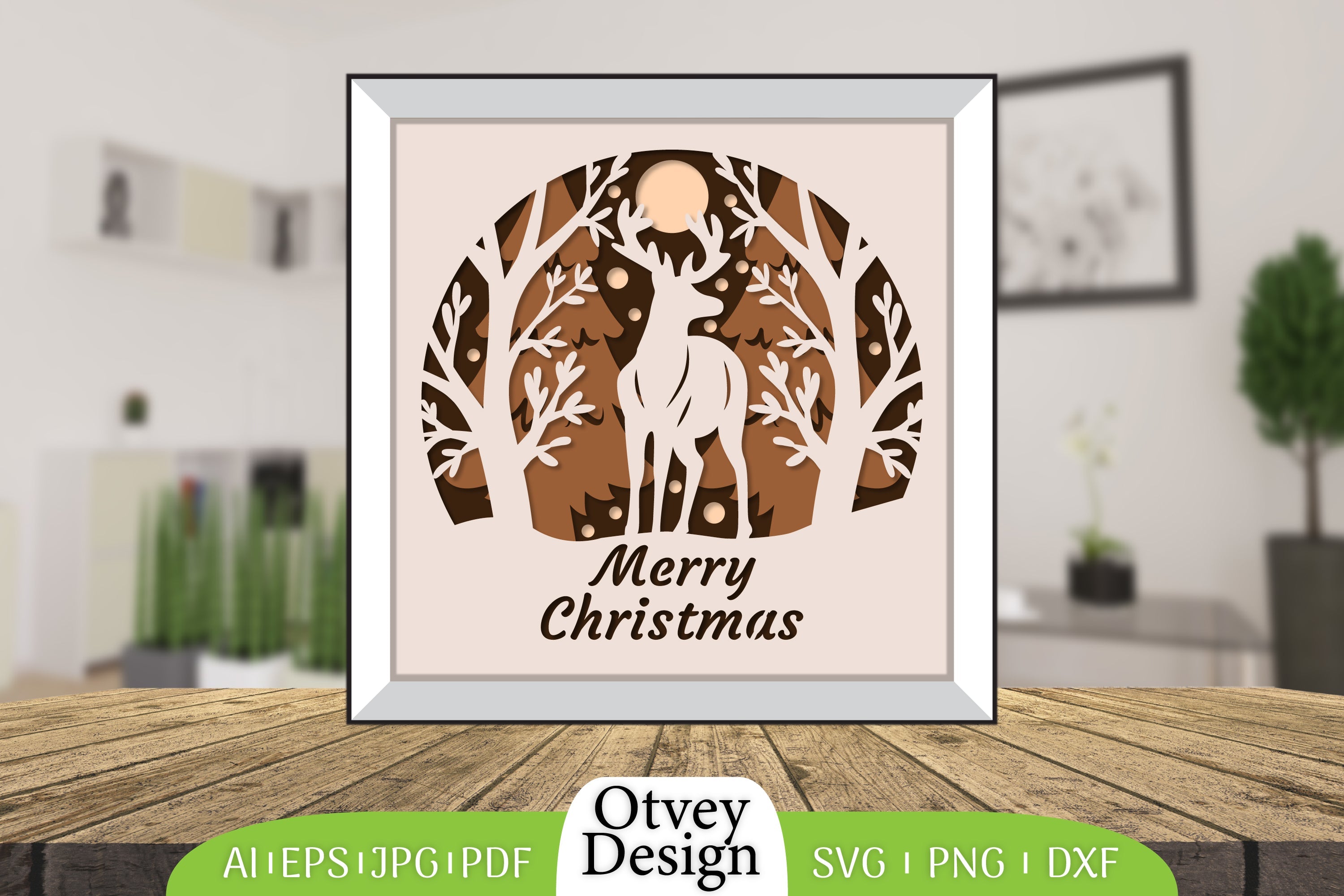 Merry Christmas Deer 3D Shadow Box Papercut SVG Bundle 9 - CraftNest - Digital Crafting and Art