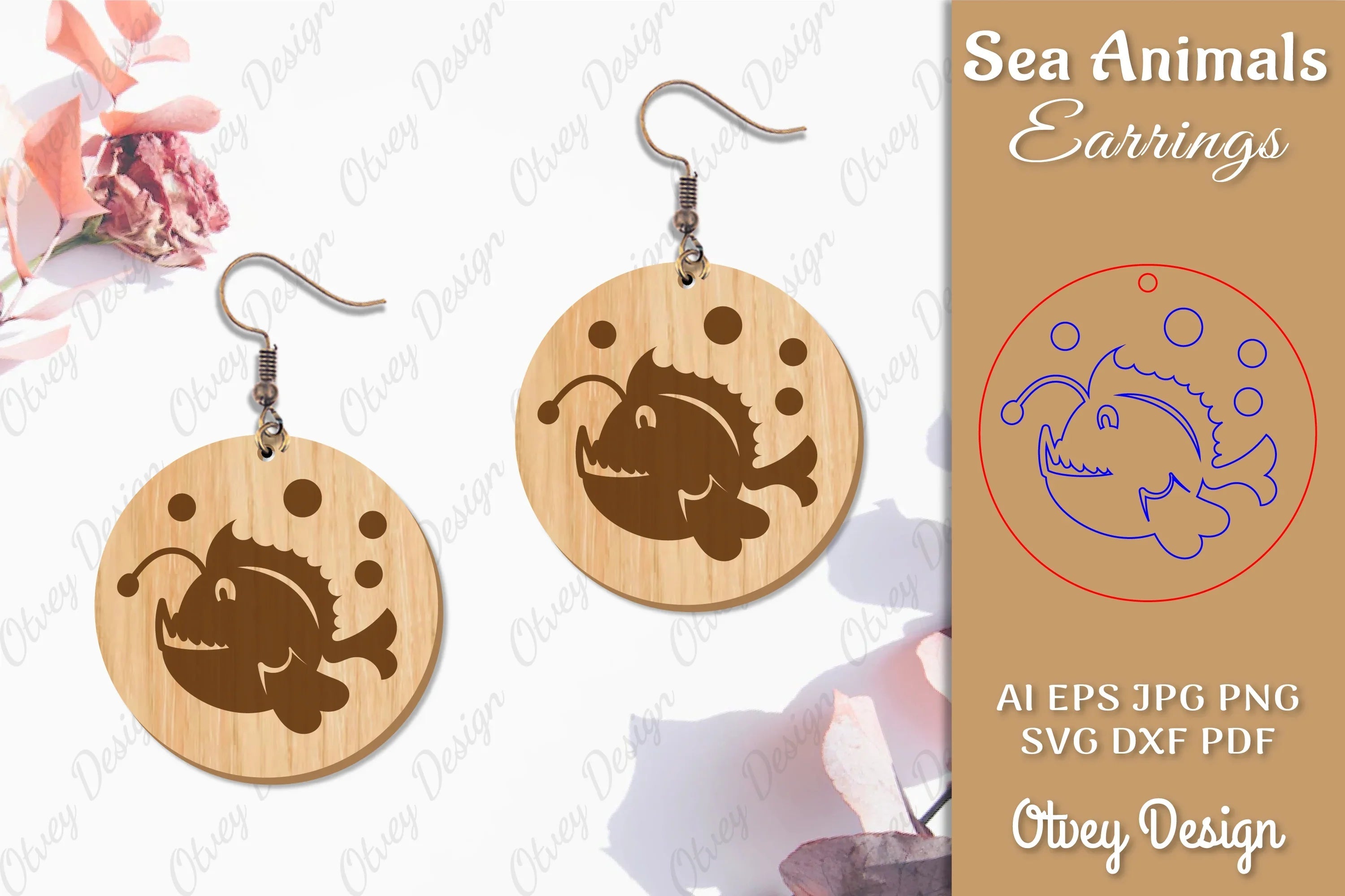 Sea Animals Earrings Laser Cut SVG Bundle 16 - CraftNest - Digital Crafting and Art