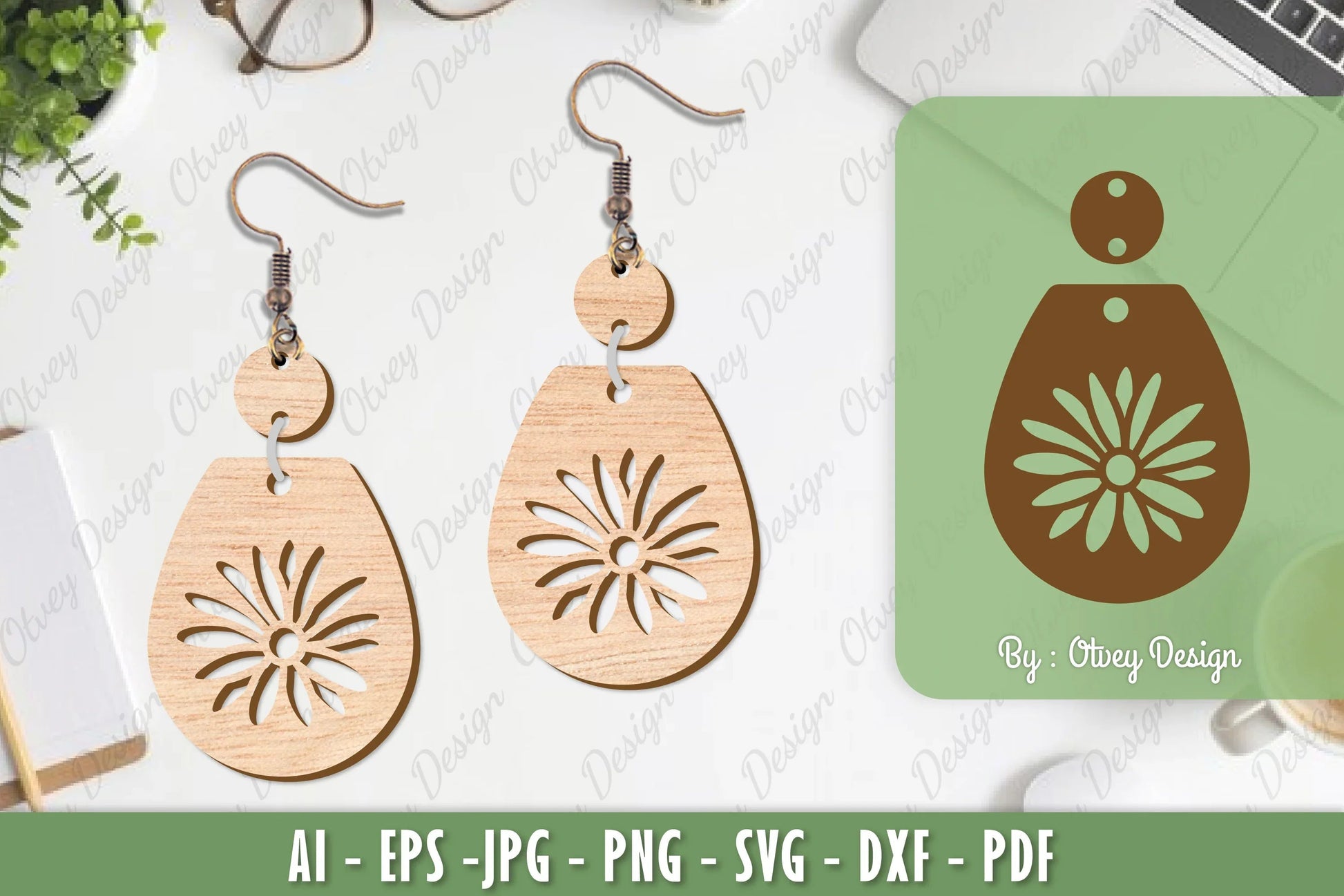 Flower Earrings Laser Cut SVG Bundle 67 - CraftNest - Digital Crafting and Art