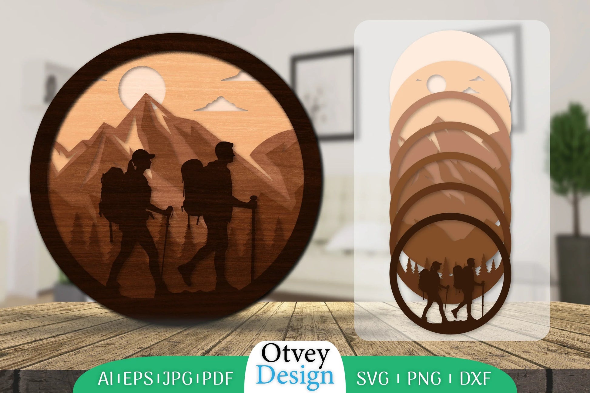Hiking Couple Layered Lasercut SVG Bundle 6 - CraftNest - Digital Crafting and Art