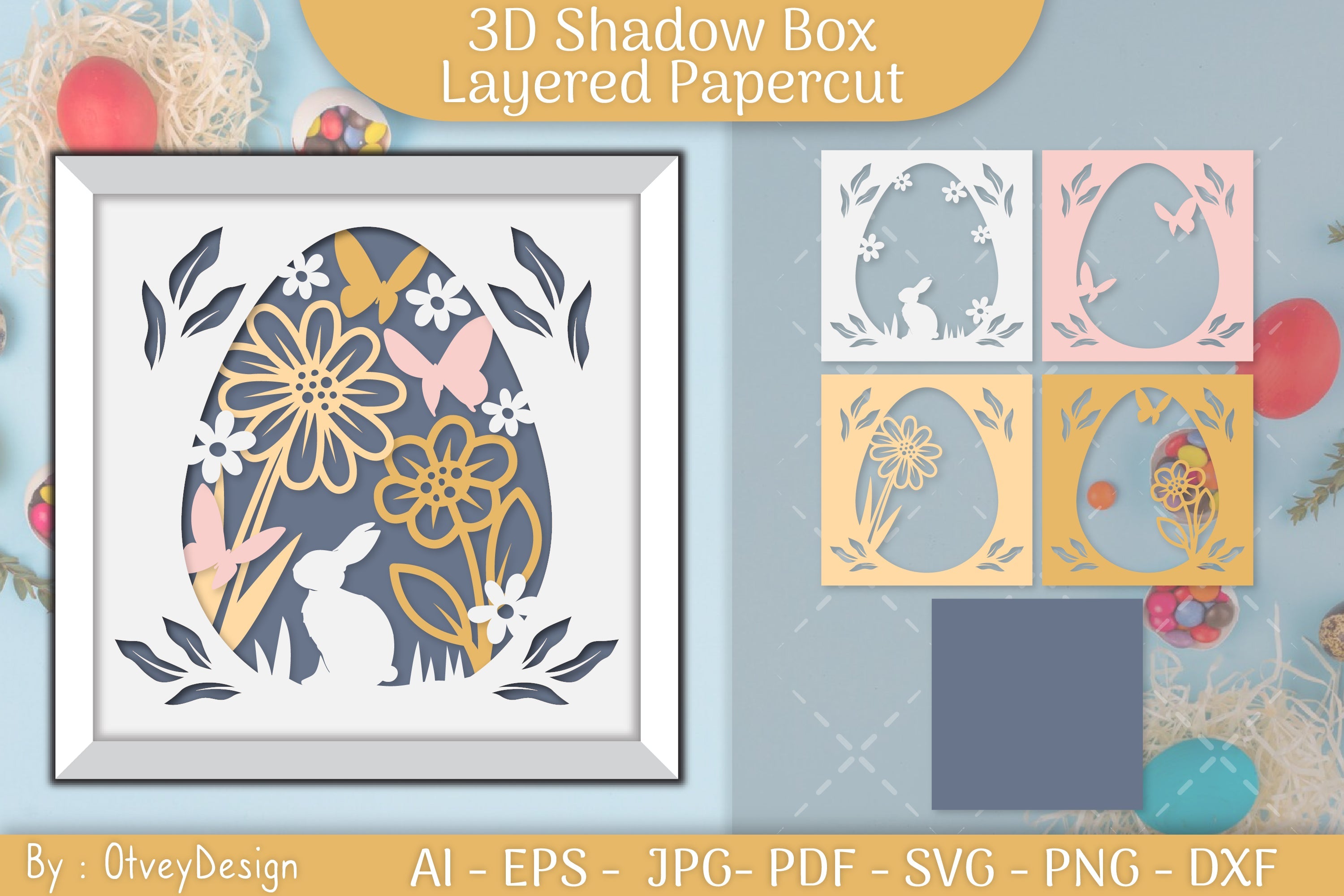 Easter Egg 3D Shadow Box SVG Bundle 6 - CraftNest - Digital Crafting and Art
