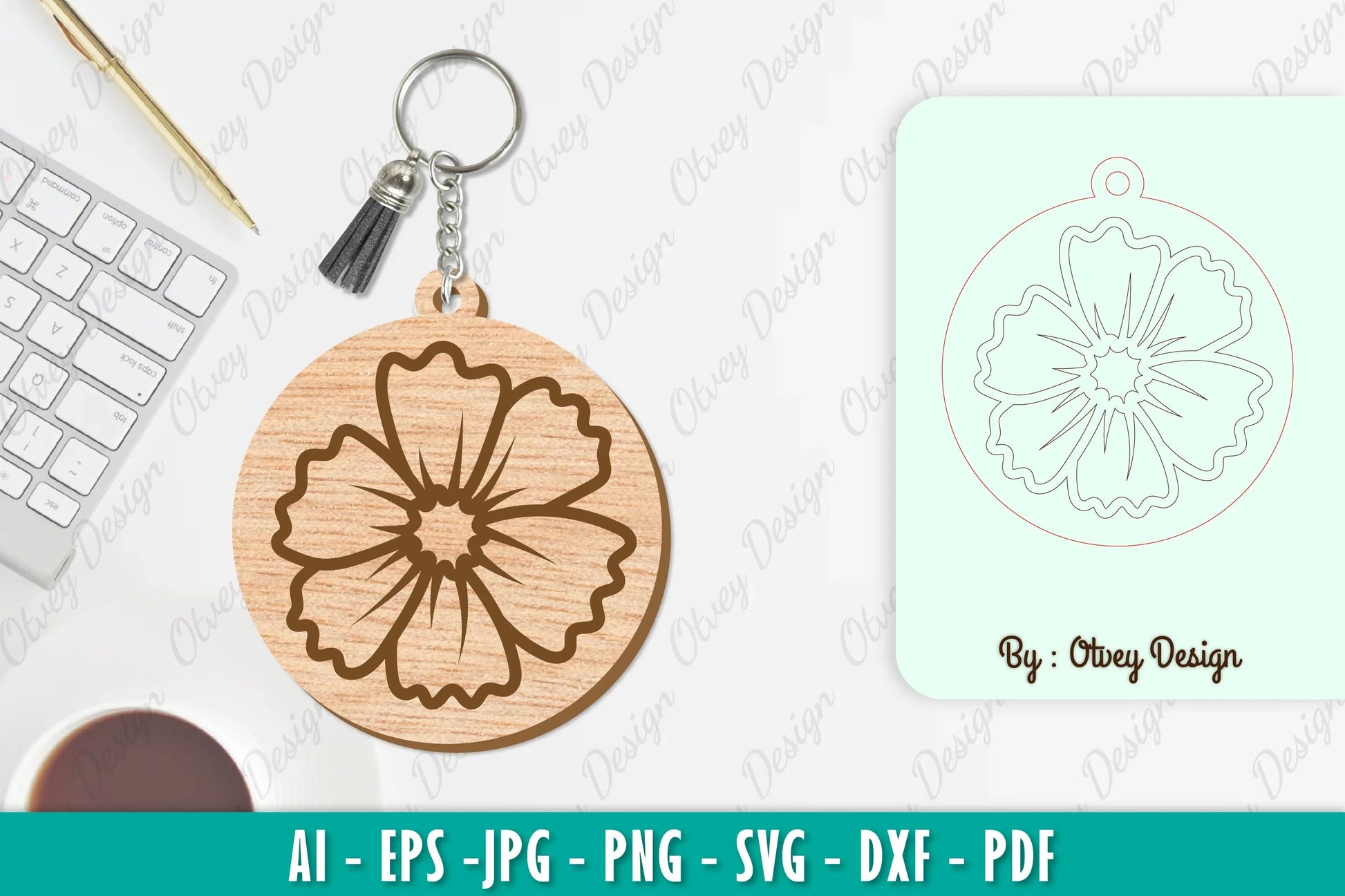 Flower Keychain SVG Bundle 33 - CraftNest - Digital Crafting and Art
