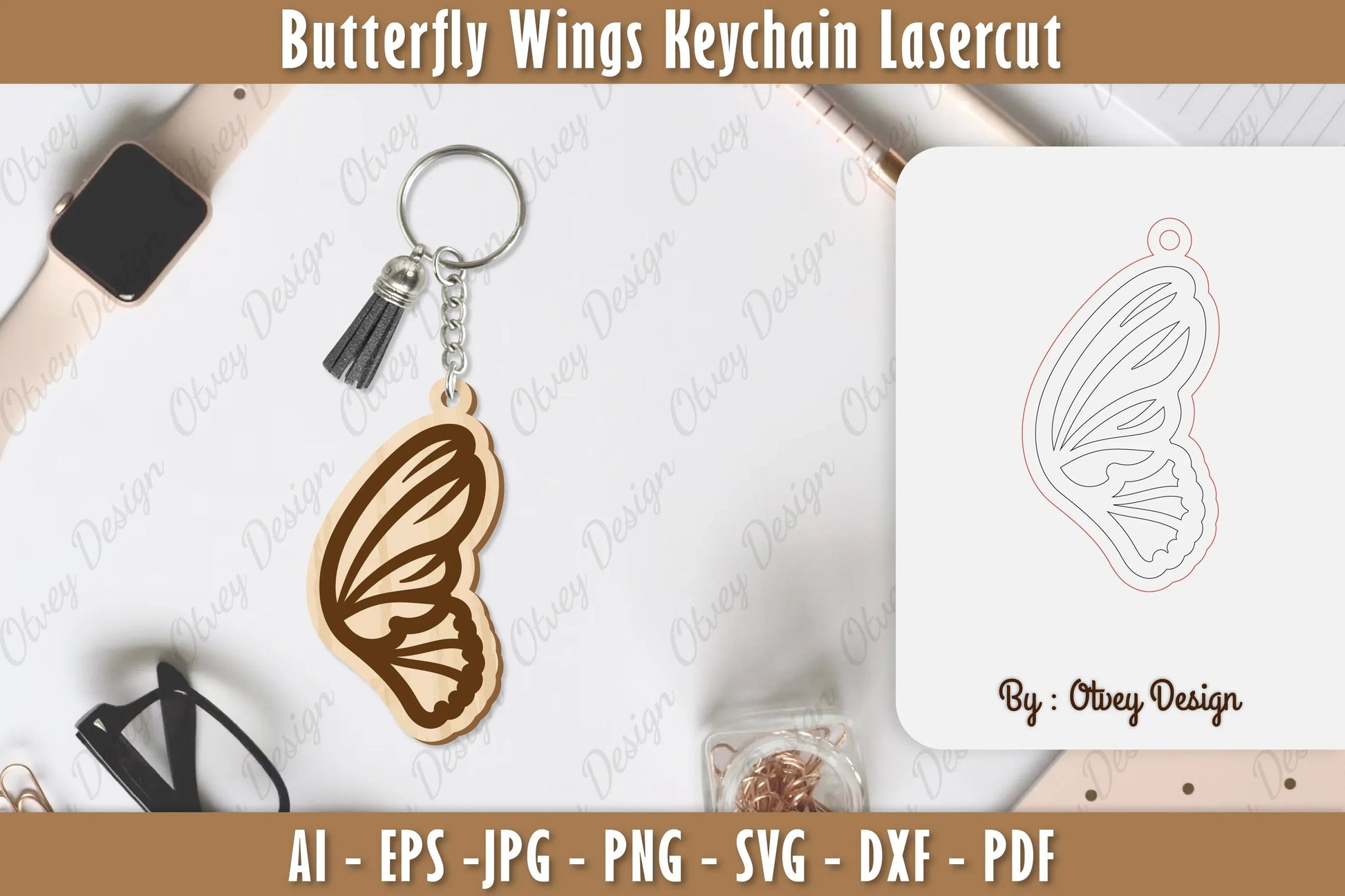 Butterfly Keychain Lasercut SVG Bundle 13 - CraftNest - Digital Crafting and Art