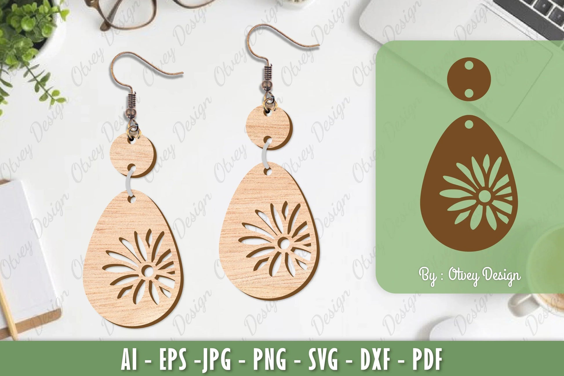 Flower Earrings Laser Cut SVG Bundle 57 - CraftNest - Digital Crafting and Art