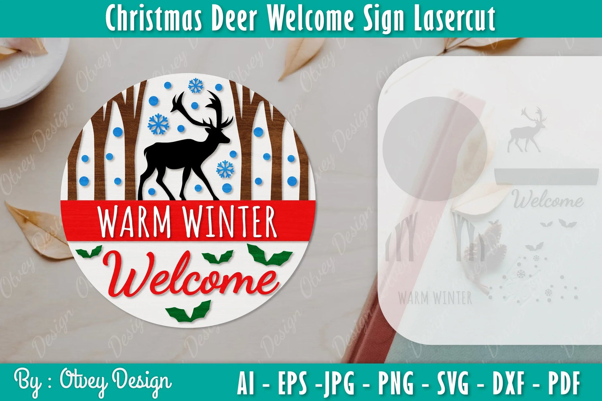 Christmas Deer Welcome Sign SVG Bundle - CraftNest - Digital Crafting and Art