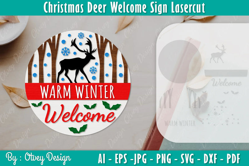 Christmas Deer Welcome Sign SVG Bundle - CraftNest - Digital Crafting and Art