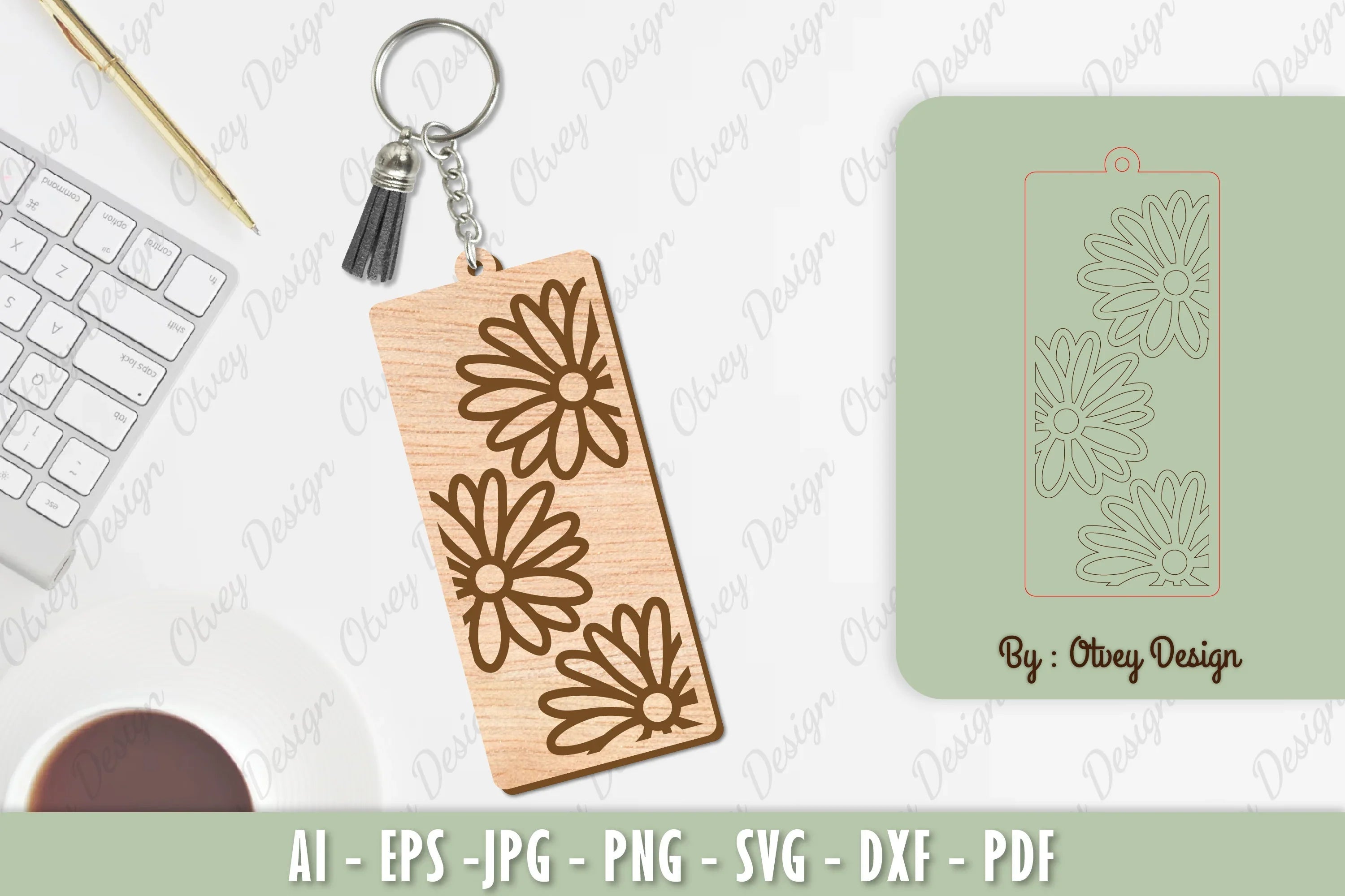 Flower Keychain Laser Cut SVG Bundle 17 - CraftNest - Digital Crafting and Art