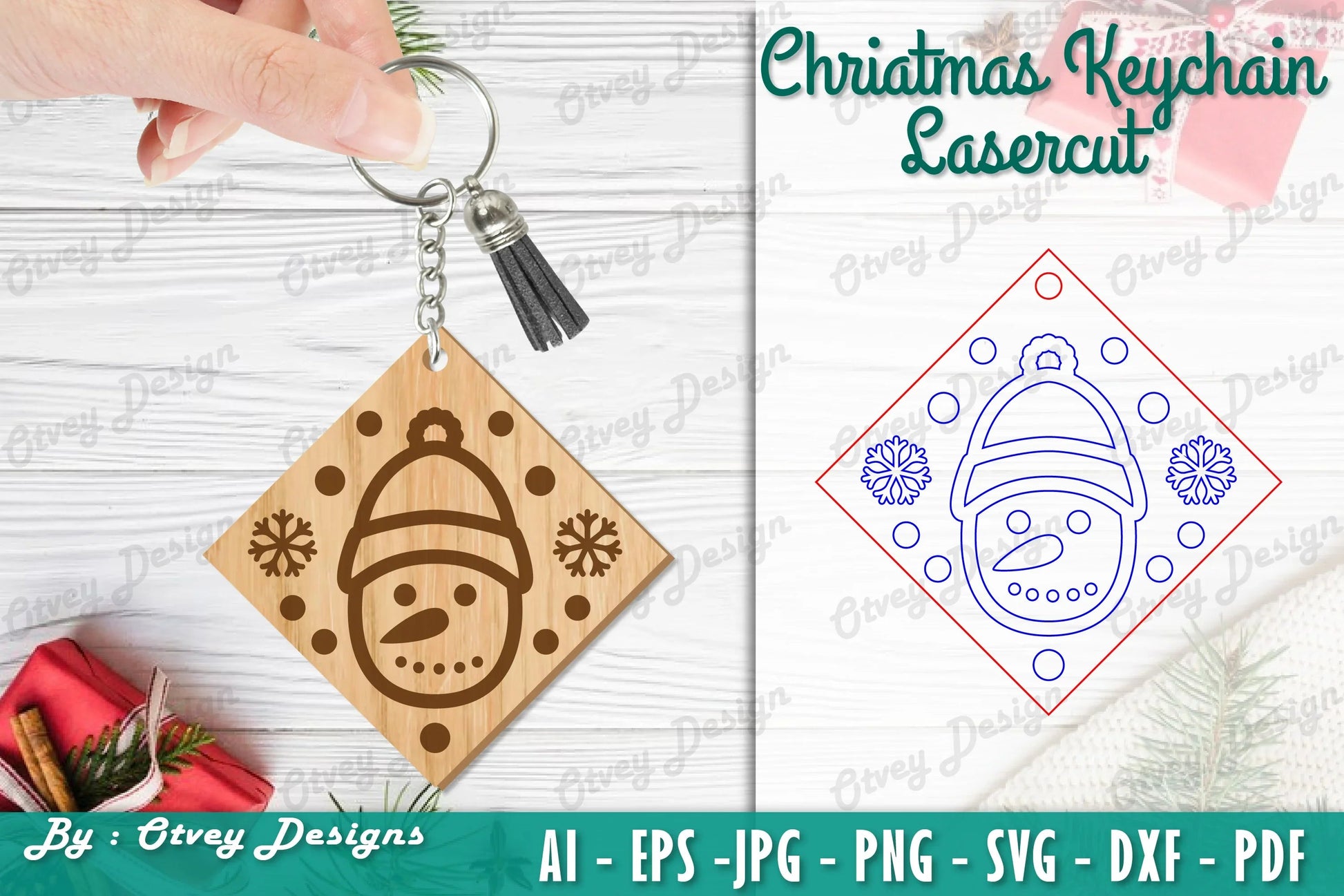 Christmas Keychain Lasercut SVG Bundle 17 - CraftNest - Digital Crafting and Art