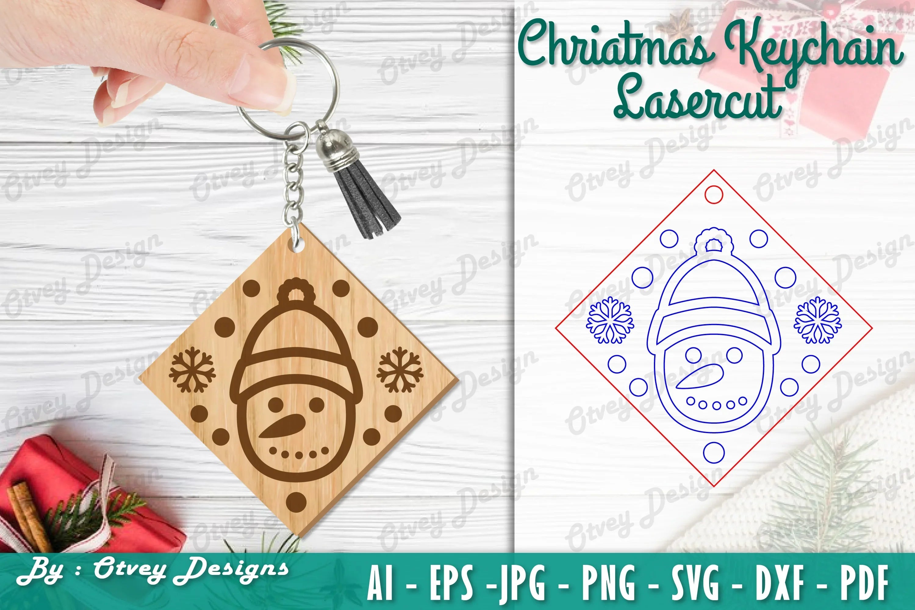 Christmas Keychain Lasercut SVG Bundle 17 - CraftNest - Digital Crafting and Art