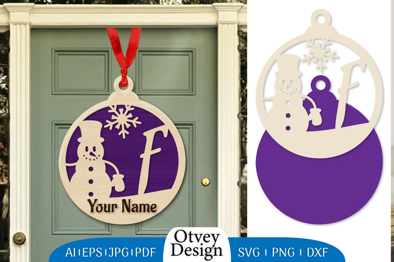 Snowman Name Laser Cut Files Christmas Ball SVG Bundle 10 - CraftNest - Digital Crafting and Art