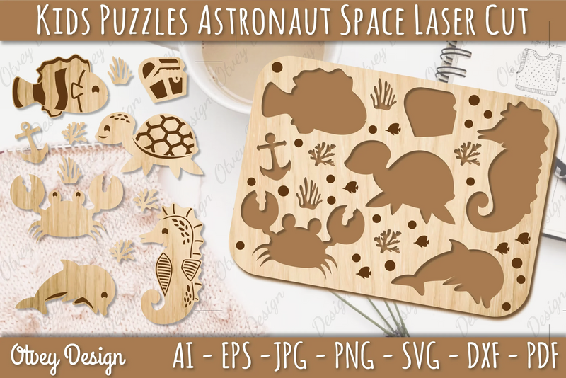 Kids Sea Animals Educational Puzzles SVG Bundle - CraftNest - Digital Crafting and Art