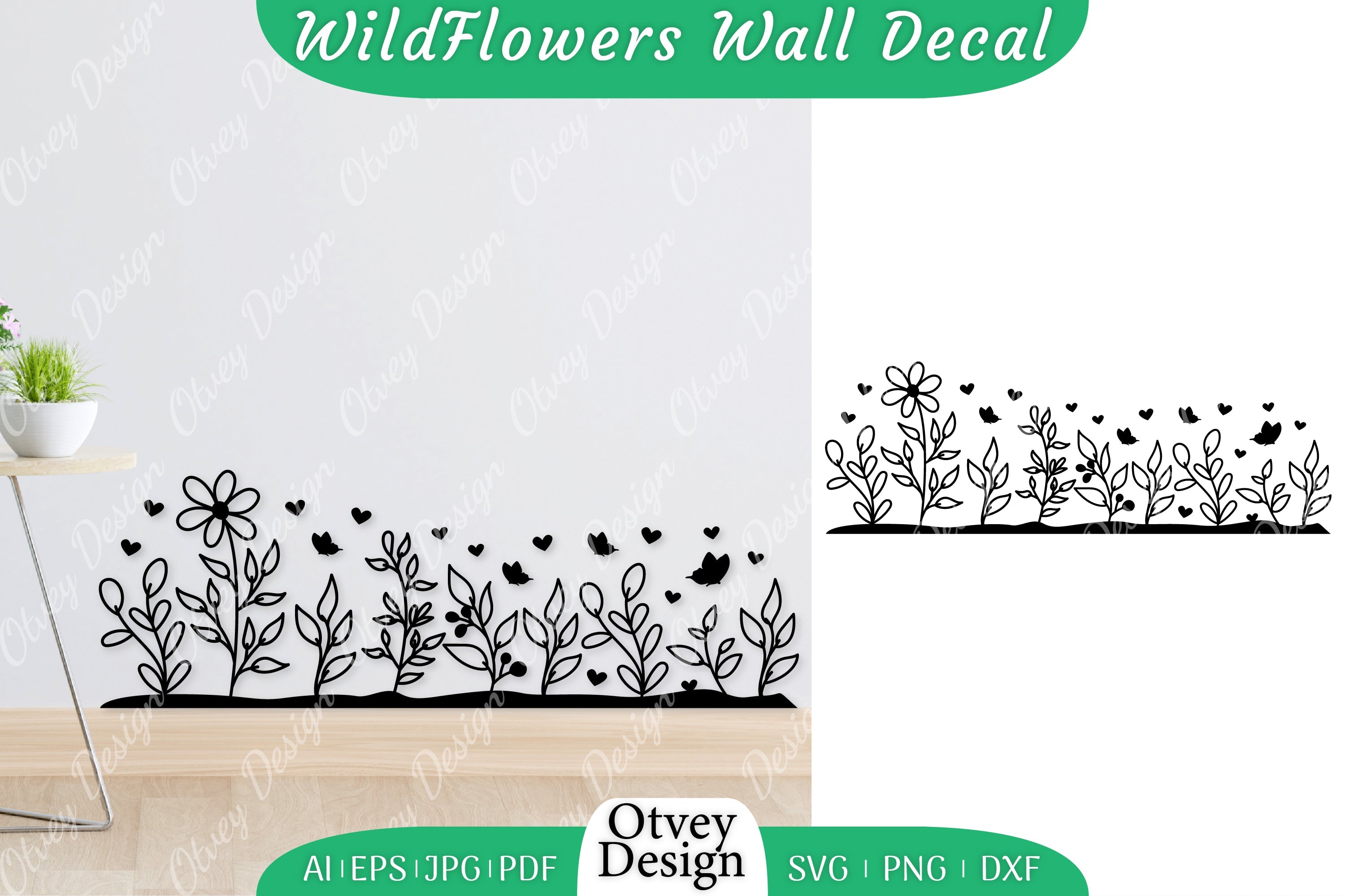 Blooming Wildflowers Wall Decal SVG Bundle 9 - CraftNest - Digital Crafting and Art