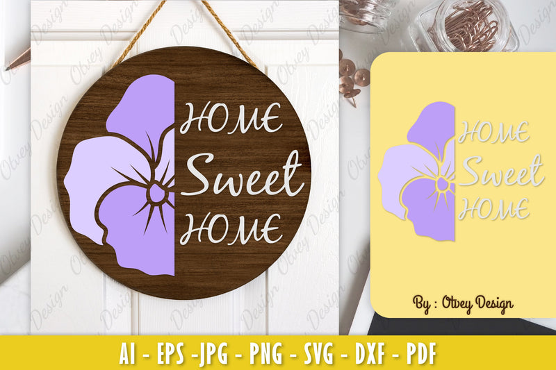 Pansy Flower Welcome Sign SVG Bundle 4 - CraftNest - Digital Crafting and Art