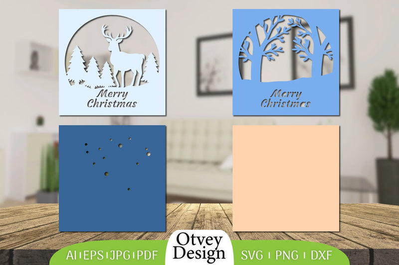 Merry Christmas Deer 3D Shadow Box Papercut SVG Bundle 10 - CraftNest - Digital Crafting and Art
