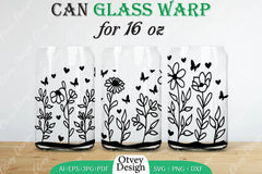 Blooming Wildflowers Can Glass 16 OZ SVG Bundle 10 - CraftNest - Digital Crafting and Art