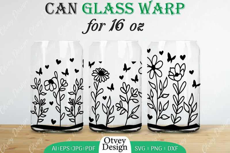 Blooming Wildflowers Can Glass 16 OZ SVG Bundle 10 - CraftNest - Digital Crafting and Art