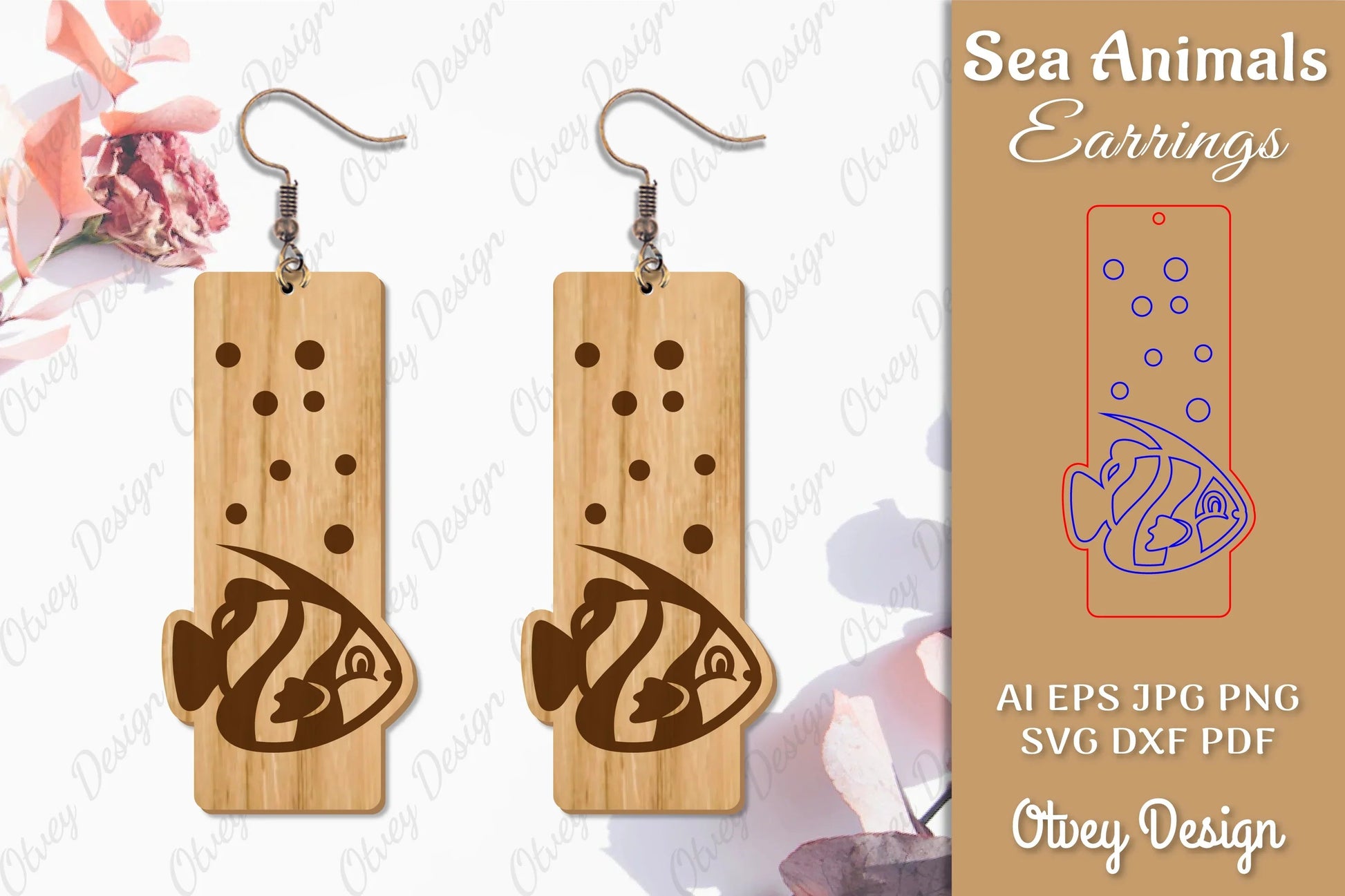 Sea Animals Earrings Laser Cut SVG Bundle 61 - CraftNest - Digital Crafting and Art