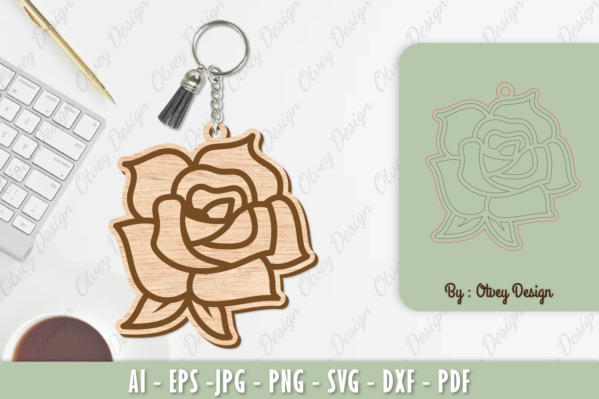 Flower Keychain Laser Cut SVG Bundle 38 - CraftNest - Digital Crafting and Art