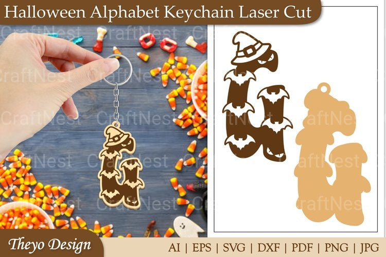 Halloween Keychain Alphabet SVG