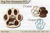 Dog Paw Ornament SVG Bundle