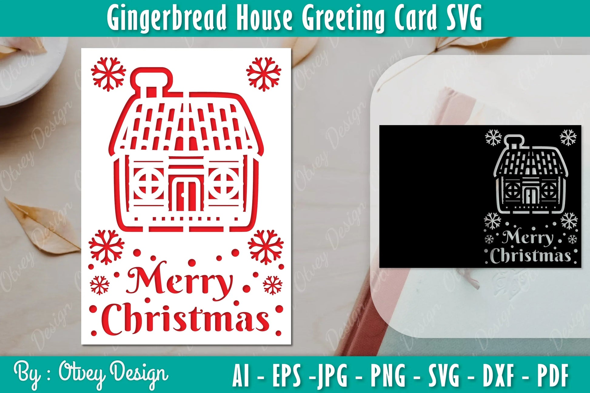 Gingerbread House Greeting Card SVG Bundle 10 - CraftNest - Digital Crafting and Art